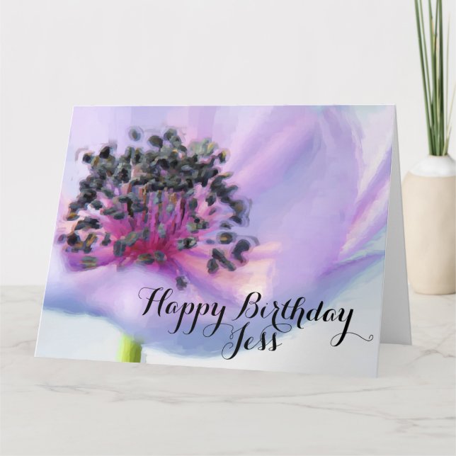Beautiful Birthday Flower Close-up Pastel Drawing Card (Front)
