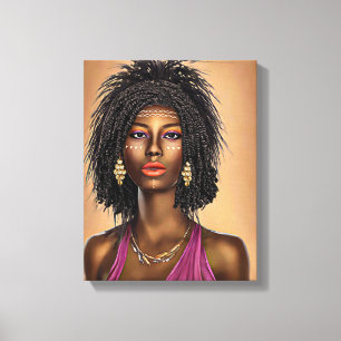 Beautiful Black African Princess Woman Art  Canvas Print