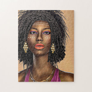 Beautiful Black African Princess Woman Art   Jigsaw Puzzle