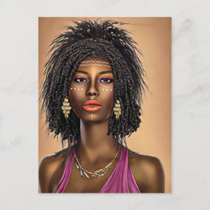 Beautiful Black African Princess Woman Art   Postcard