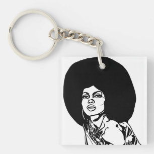 beautiful black african womans face abstract pop keychain