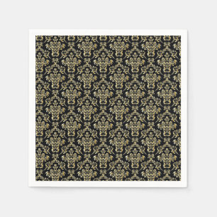 Beautiful black and gold damask pattern napkin