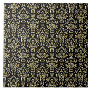 Beautiful black and gold damask pattern tile