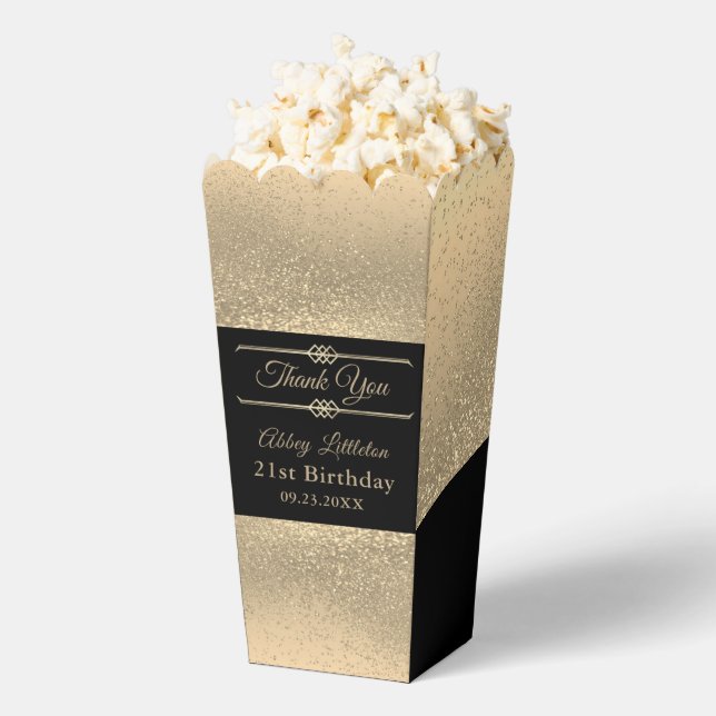 Beautiful Black and Gold Glitter Favor Box (Popped)