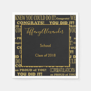 Beautiful Black and Gold Graduation Napkin