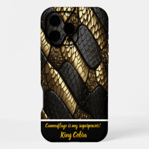 Beautiful black and gold snake skin iPhone 16 pro max case