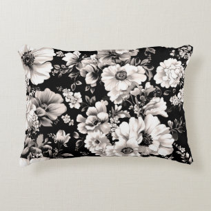 Beautiful black and light sepia tone floral  accent pillow