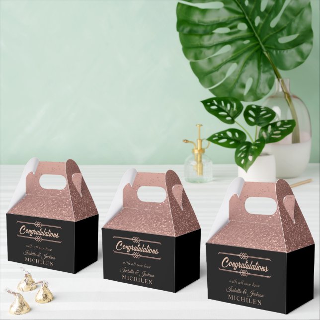 Beautiful Black and Rose Gold Glitter Favor Box (Multiple)