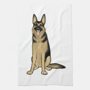 Beautiful Black and Tan German Shepherd Dog Kitchen Towel
