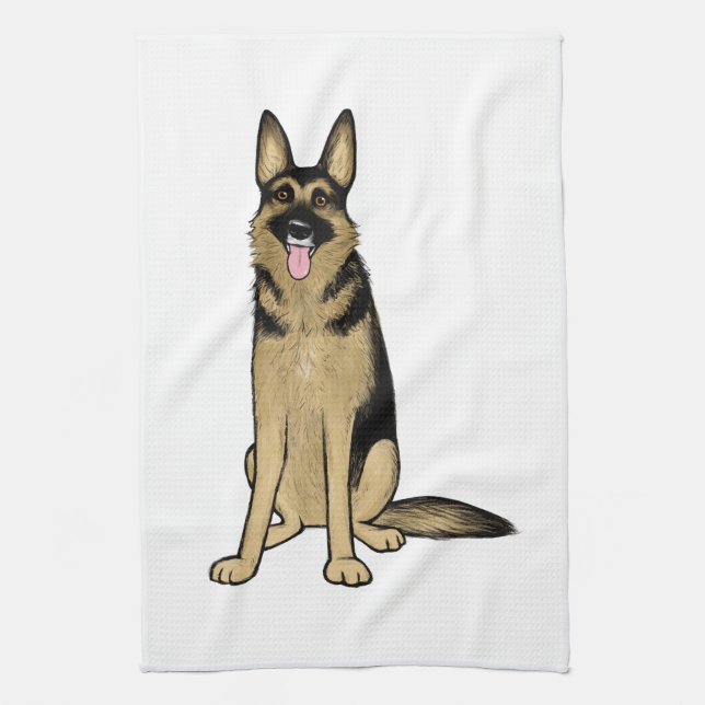 Beautiful Black and Tan German Shepherd Dog Kitchen Towel (Vertical)