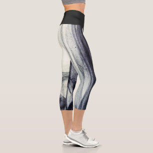 Beautiful Black and white Abstract smoke Capri Leggings