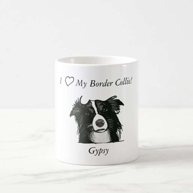 Beautiful Black and White Border Collie Coffee Mug (Center)