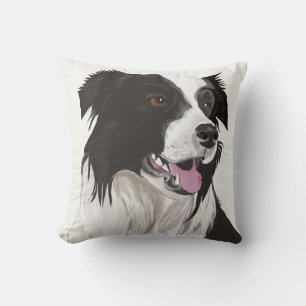 Beautiful Black and White Collie with brown eyes Throw Pillow