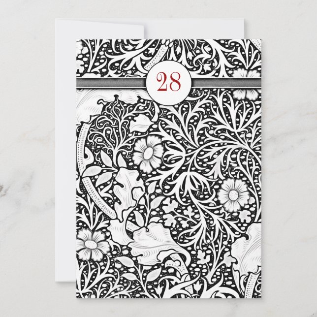 beautiful black and white damask birthday invites (Front)