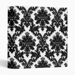 Beautiful Black and White Damask Pattern Binder