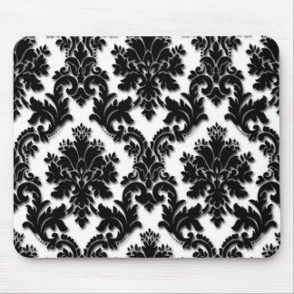 Beautiful Black and White Damask Pattern Mouse Pad
