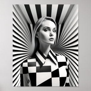 Beautiful Black And White Female Art Illustration  Poster