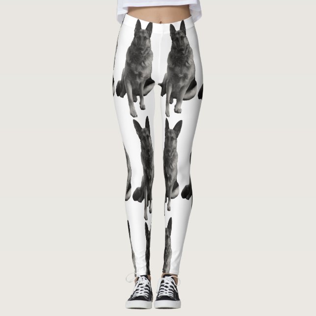 Beautiful Black and White German Shepherd Leggings (Front)