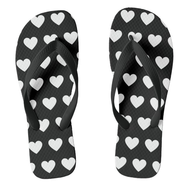Beautiful black and white hearts printed flip flops (Footbed)