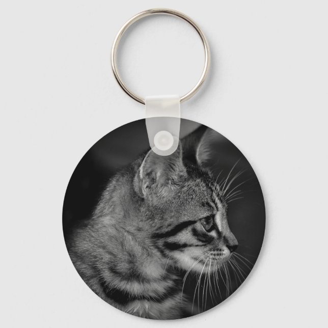 Beautiful Black and White Kitten Keychain (Front)