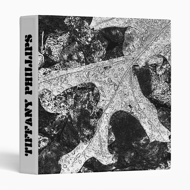 Beautiful Black and White Leaf Sketch Binder (Front/Spine)