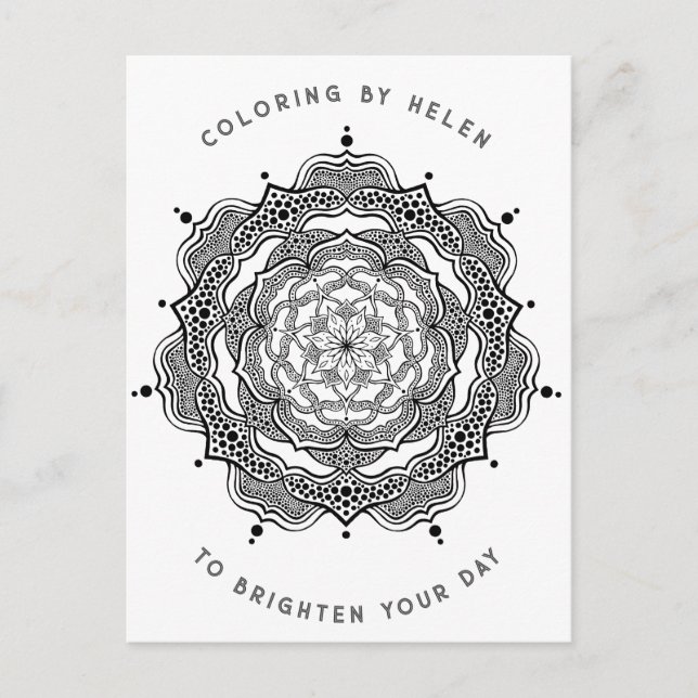   Beautiful Black and White Mandala Adult Colourin Postcard (Front)