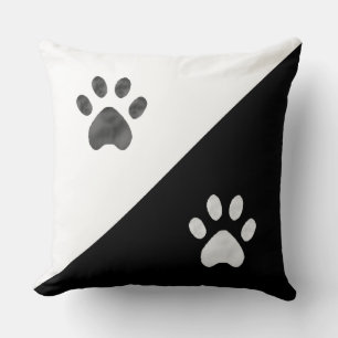 Beautiful Black and White Paws Throw Pillow