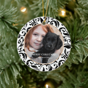 Beautiful Black and White Photo Christmas Ceramic Ornament