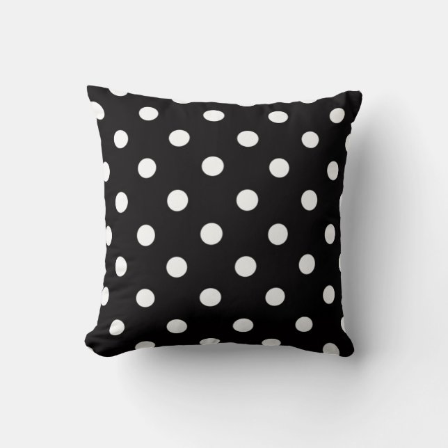 Beautiful Black and White Polka Dots Throw Pillow (Front)