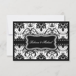 Beautiful Black and White Vintage Damask Invitation