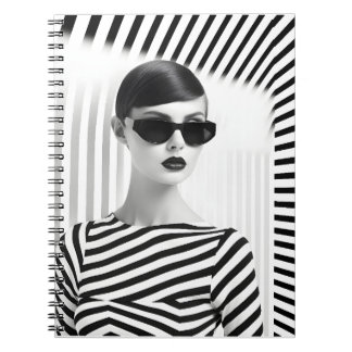 Beautiful Black And White Women Art Portrait  Notebook