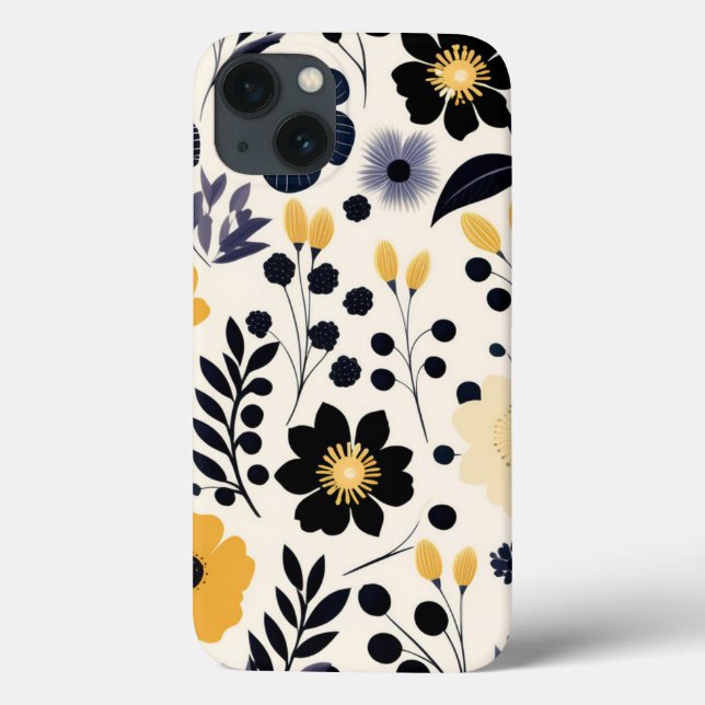 Beautiful Black and Yellow Flowers Art Pattern  Case-Mate iPhone Case (Back)