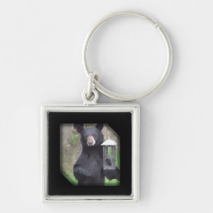 Beautiful Black Bear Enjoying Snack Keychain