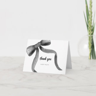 Beautiful Black Bow Folded Thank You Card