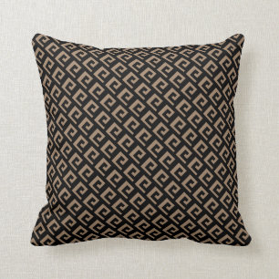 Beautiful Black & Brown Beige Geometric Pattern Throw Pillow