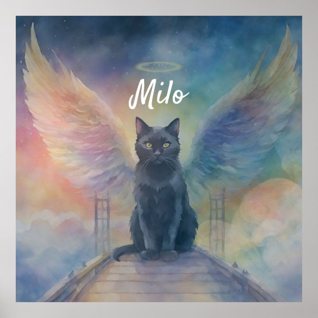 Beautiful Black Cat Art Pet Memorial Gift  Poster (Front)