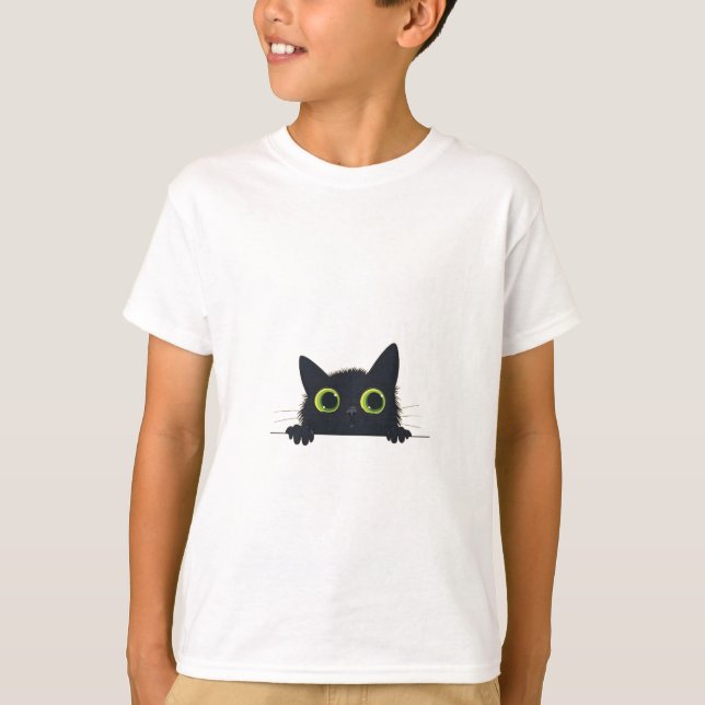 Beautiful Black Cat Design T-Shirt (Front)