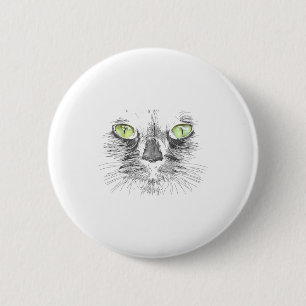 Beautiful Black Cat Face Big Green Eyes Cool Hallo 2 Inch Round Button