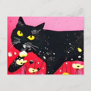 Beautiful Black Cat  Postcard