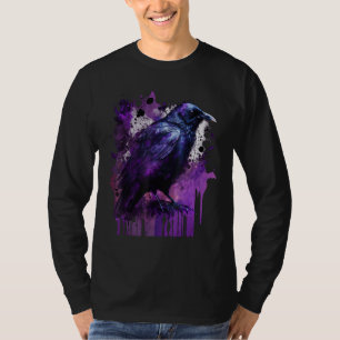 Beautiful Black Crow Raven Bird Purple Stain Men W T-Shirt
