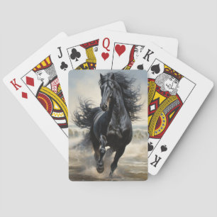 Beautiful Black Equestrian Playing Cards