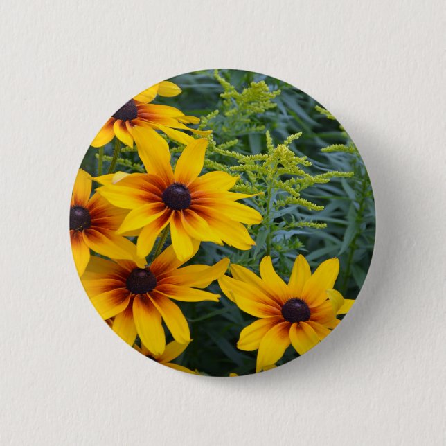 Beautiful black eyed susan flower garden 2 inch round button (Front)