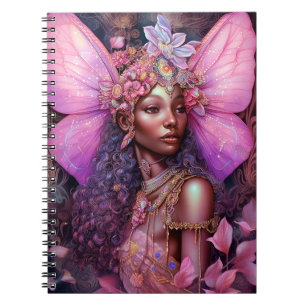 Beautiful Black Fairy Girl Fantasy Art Notebook