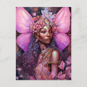 Beautiful Black Fairy Girl Fantasy Art Postcard