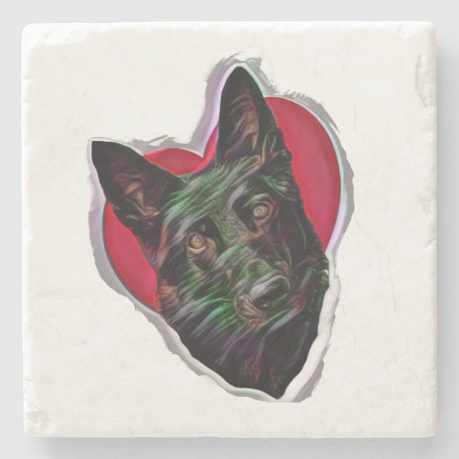 Beautiful Black German Shepherd PopArt Stone Coaster (Front)