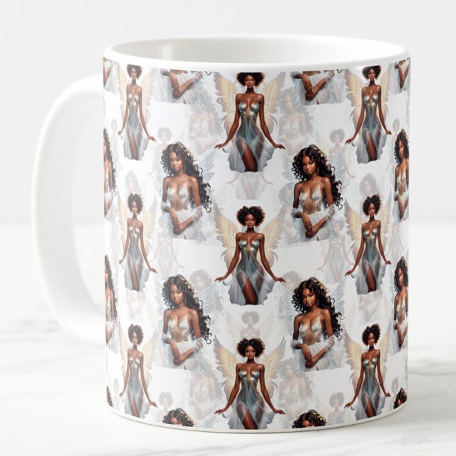 Beautiful Black Girl Angels Pattern Design  Coffee Mug (Creator Uploaded)
