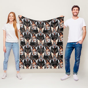 Beautiful Black Girl Angels Pattern Design -Dark Fleece Blanket
