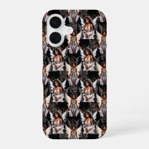 Beautiful Black Girl Angels Pattern Design -Dark iPhone 16 Case