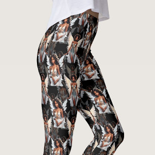 Beautiful Black Girl Angels Pattern Design -Dark Leggings