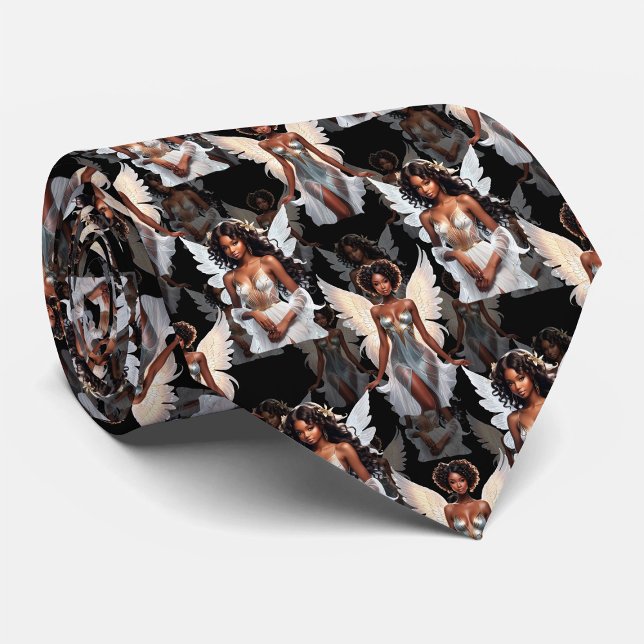 Beautiful Black Girl Angels Pattern Design -Dark Tie (Creator Uploaded)